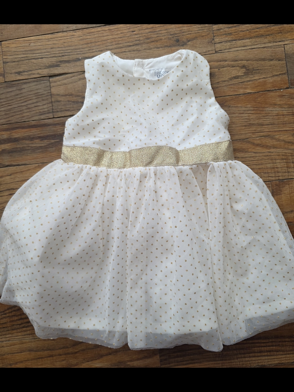 Girls' Ivory and Gold Sparkle Tulle Party Dress